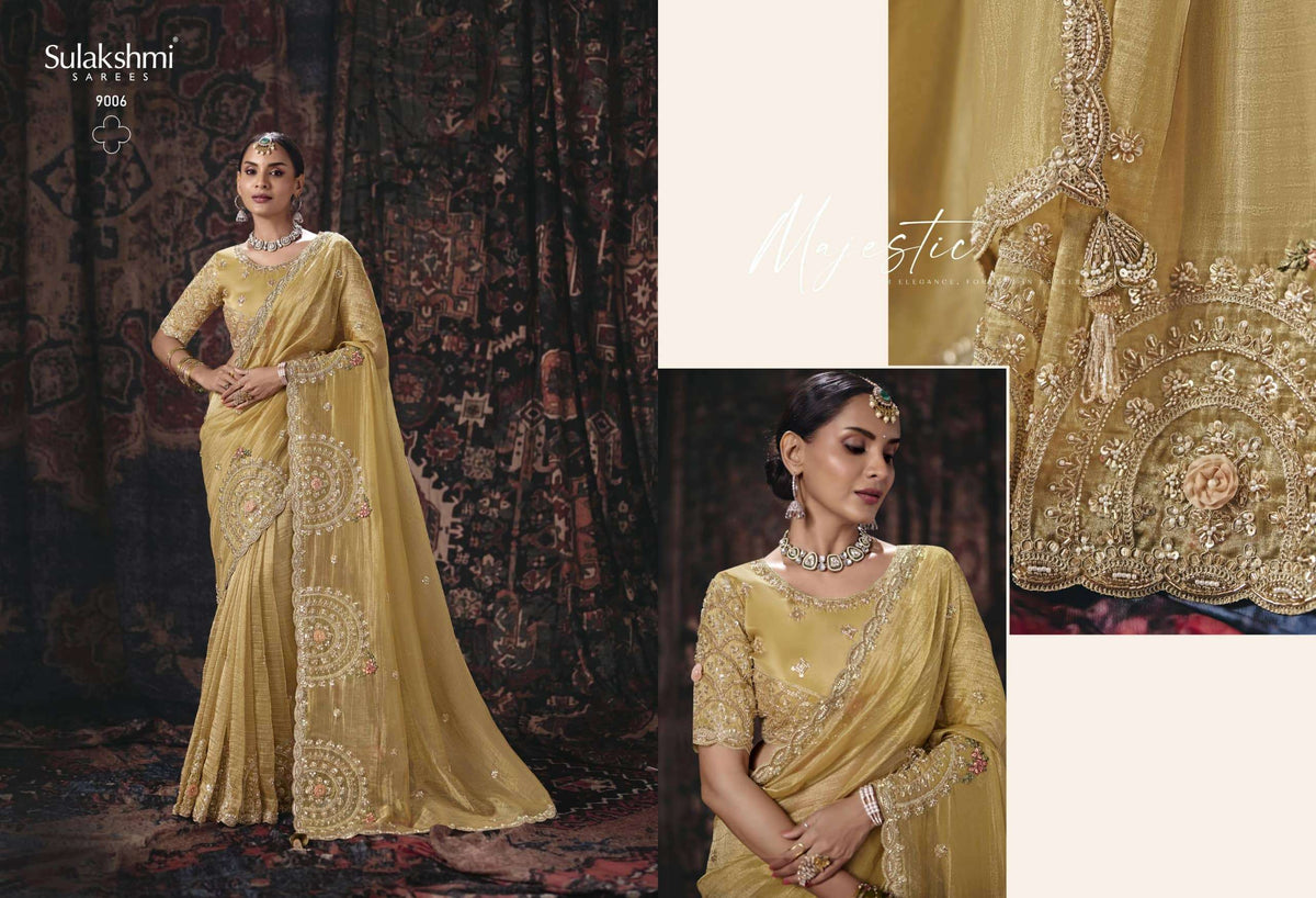 Sulakshmi Isha Salsa Silk Embroidered Party Wear Saree