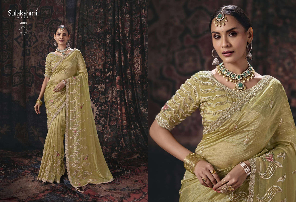 Sulakshmi Isha Salsa Silk Embroidered Party Wear Saree