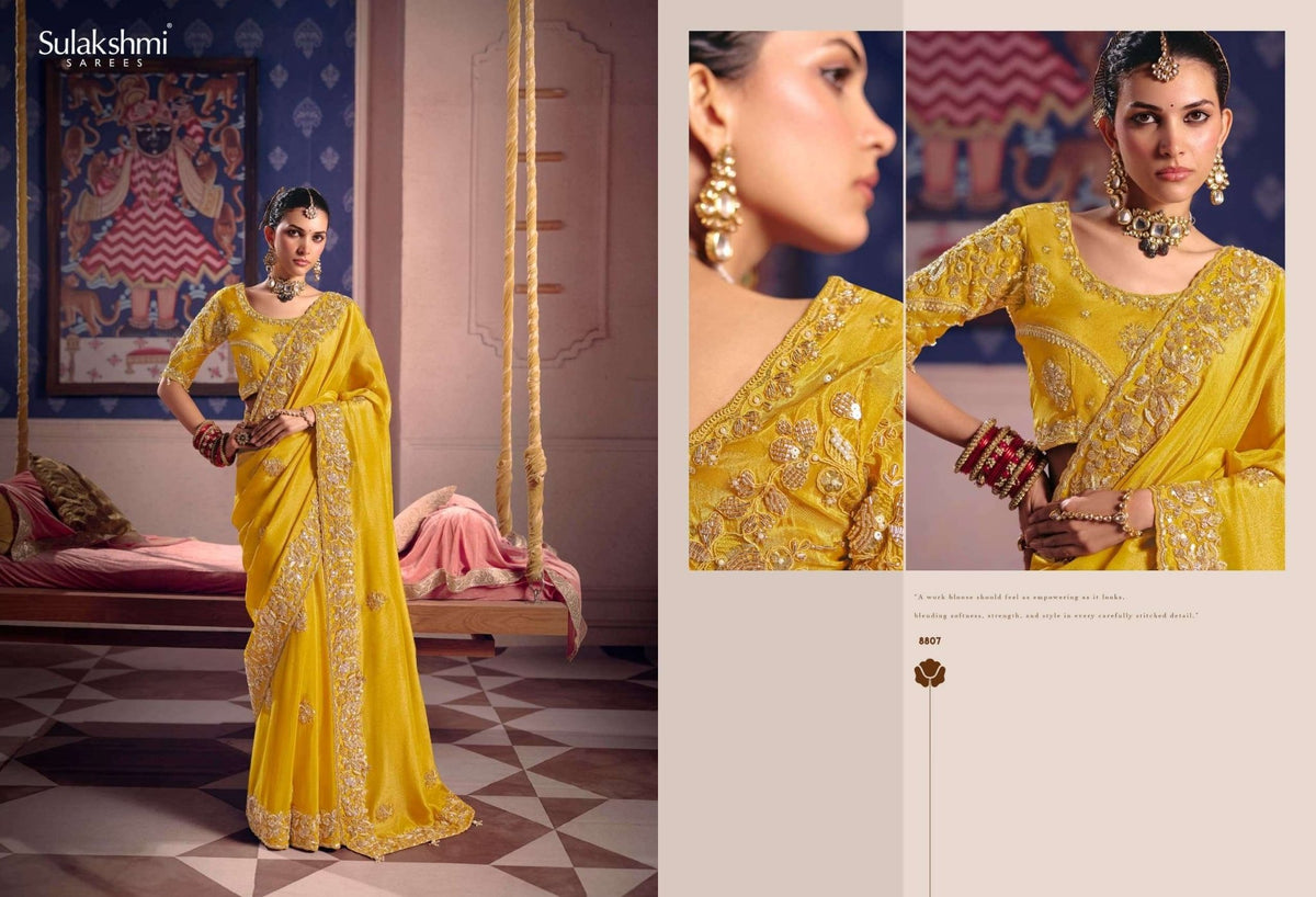 Sulakshmi Tarang Viscose Zari Tissue Embroidered Sarees - Amrah Wholesale