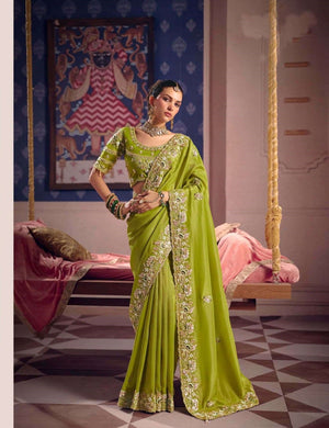 Sulakshmi Tarang Viscose Zari Tissue Embroidered Sarees - Amrah Wholesale