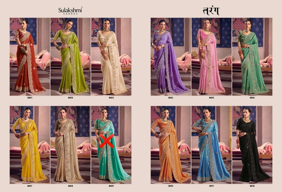 Sulakshmi Tarang Viscose Zari Tissue Embroidered Sarees - Amrah Wholesale