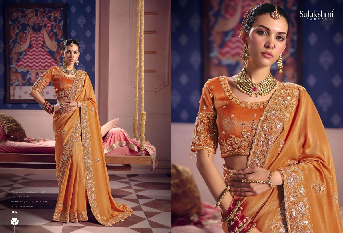 Sulakshmi Tarang Viscose Zari Tissue Embroidered Sarees - Amrah Wholesale
