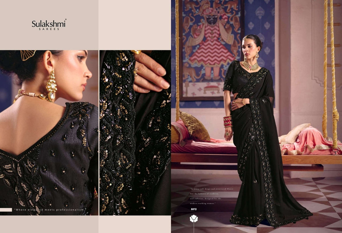 Sulakshmi Tarang Viscose Zari Tissue Embroidered Sarees - Amrah Wholesale