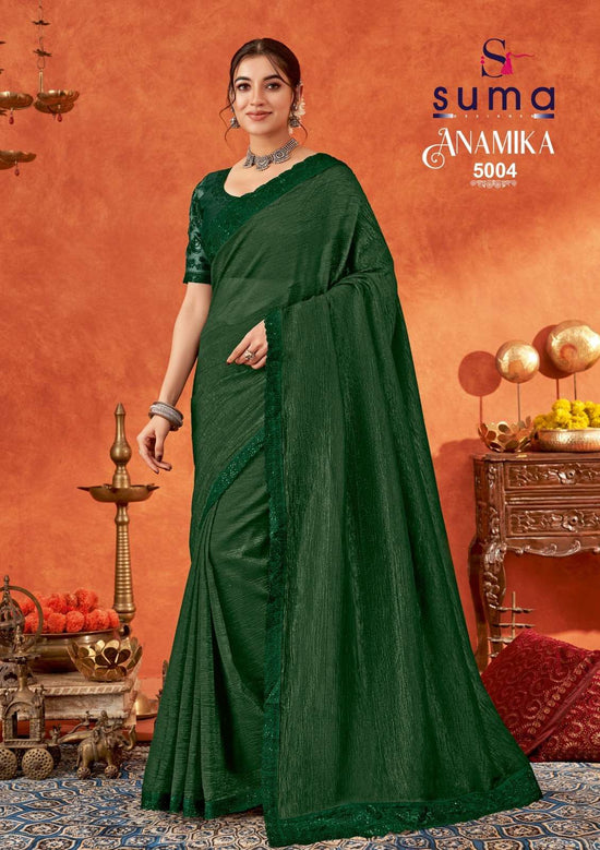 Suma Designer Anamika 5000 Gold Crunchy Party Wear Saree - Amrah Wholesale