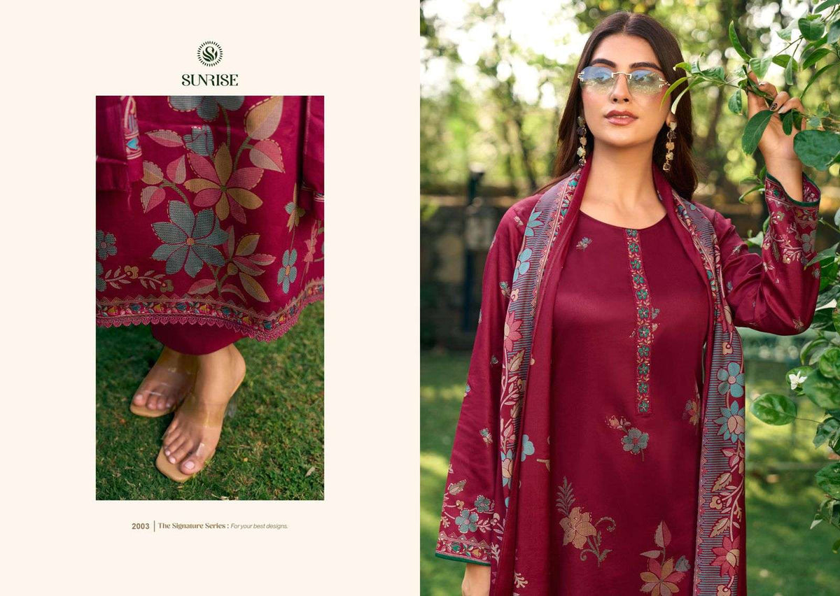 Sunrise Sanaya Vol 2 Heavy Jam Satin Embroidered Dress Material