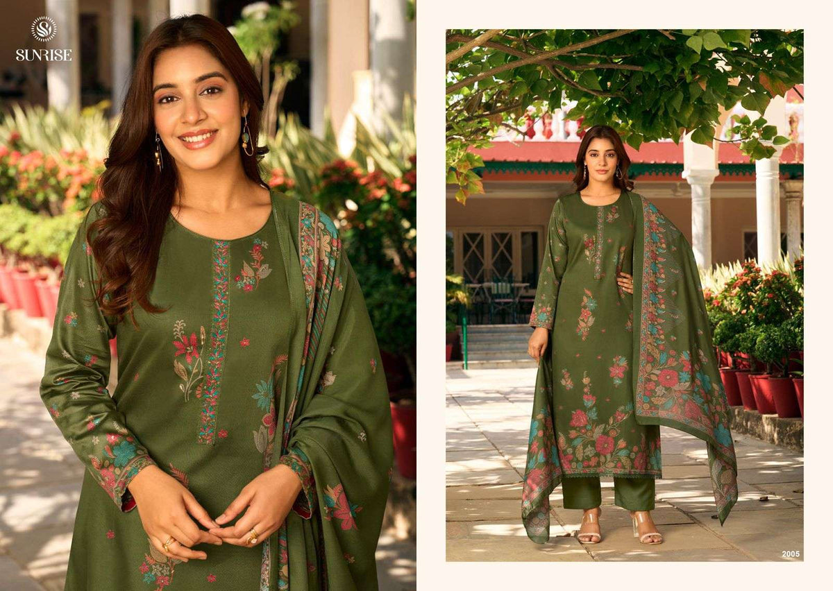 Sunrise Sanaya Vol 2 Heavy Jam Satin Embroidered Dress Material