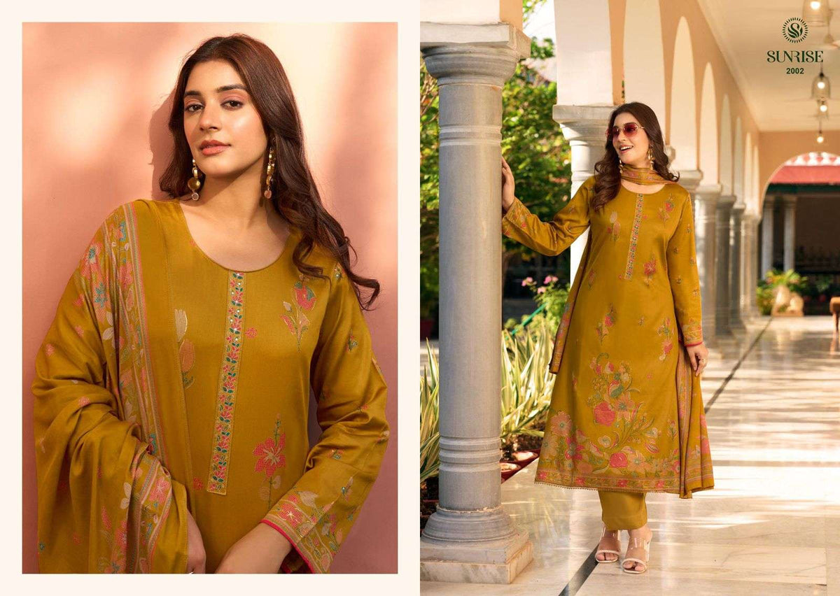 Sunrise Sanaya Vol 2 Heavy Jam Satin Embroidered Dress Material