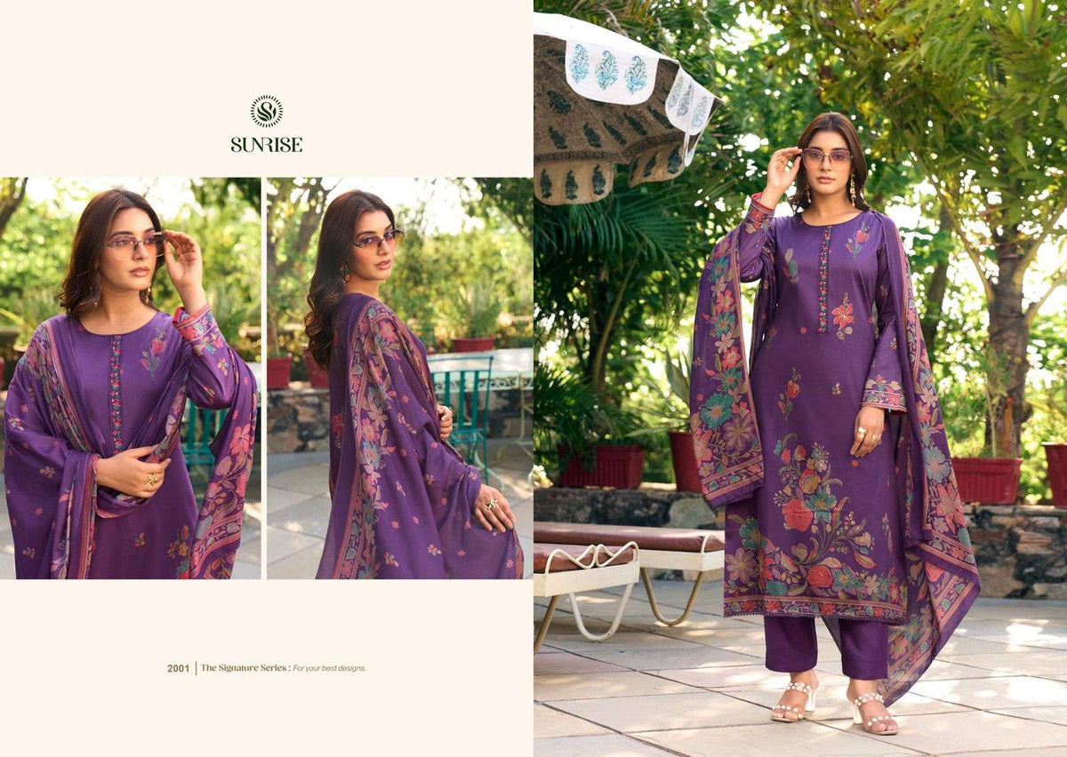 Sunrise Sanaya Vol 2 Heavy Jam Satin Embroidered Dress Material
