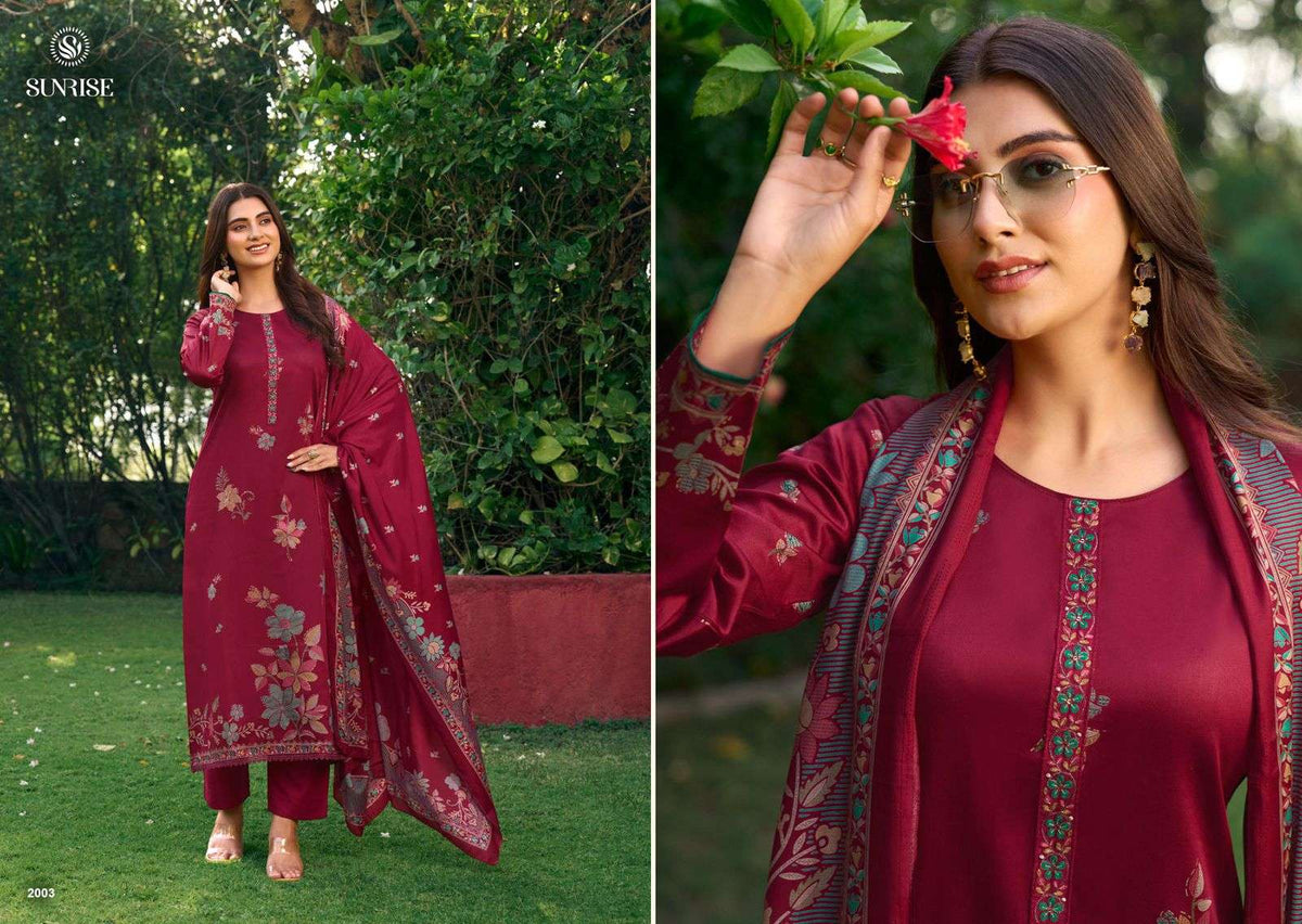 Sunrise Sanaya Vol 2 Heavy Jam Satin Embroidered Dress Material