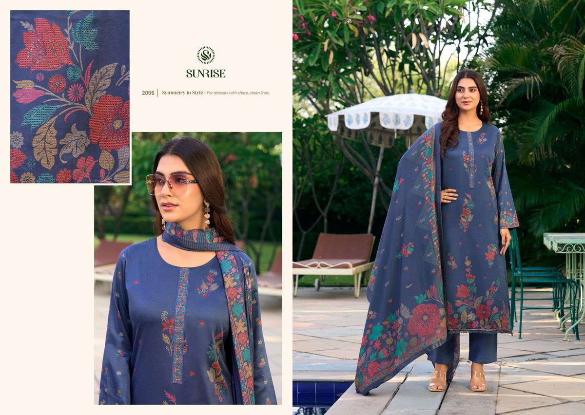 Sunrise Sanaya Vol 2 Heavy Jam Satin Embroidered Dress Material