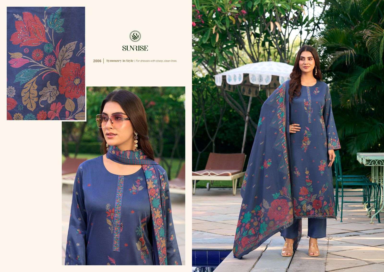 Sunrise Sanaya Vol 2 Heavy Jam Satin Embroidered Dress Material
