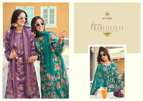 Sunrise Sania Vol 14 Jam Satin Embroidered Dress Material