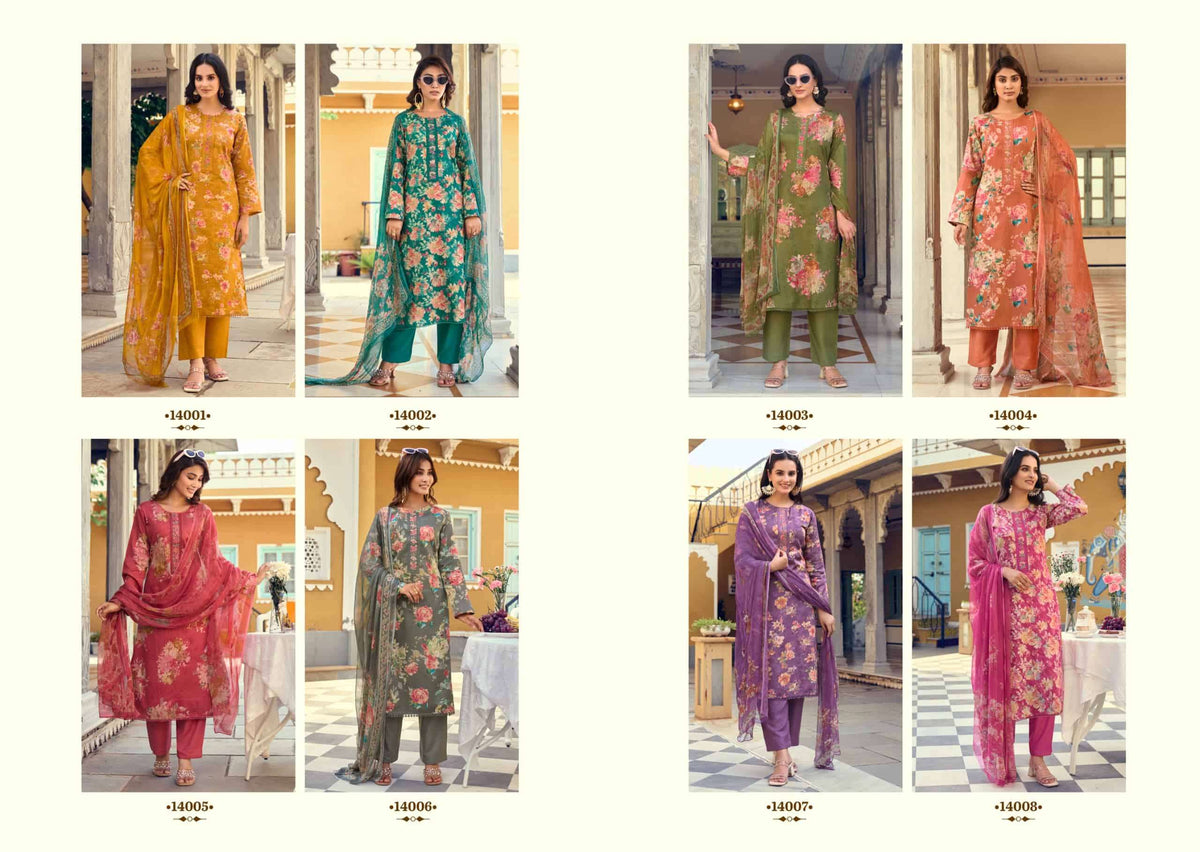 Sunrise Sania Vol 14 Jam Satin Embroidered Dress Material