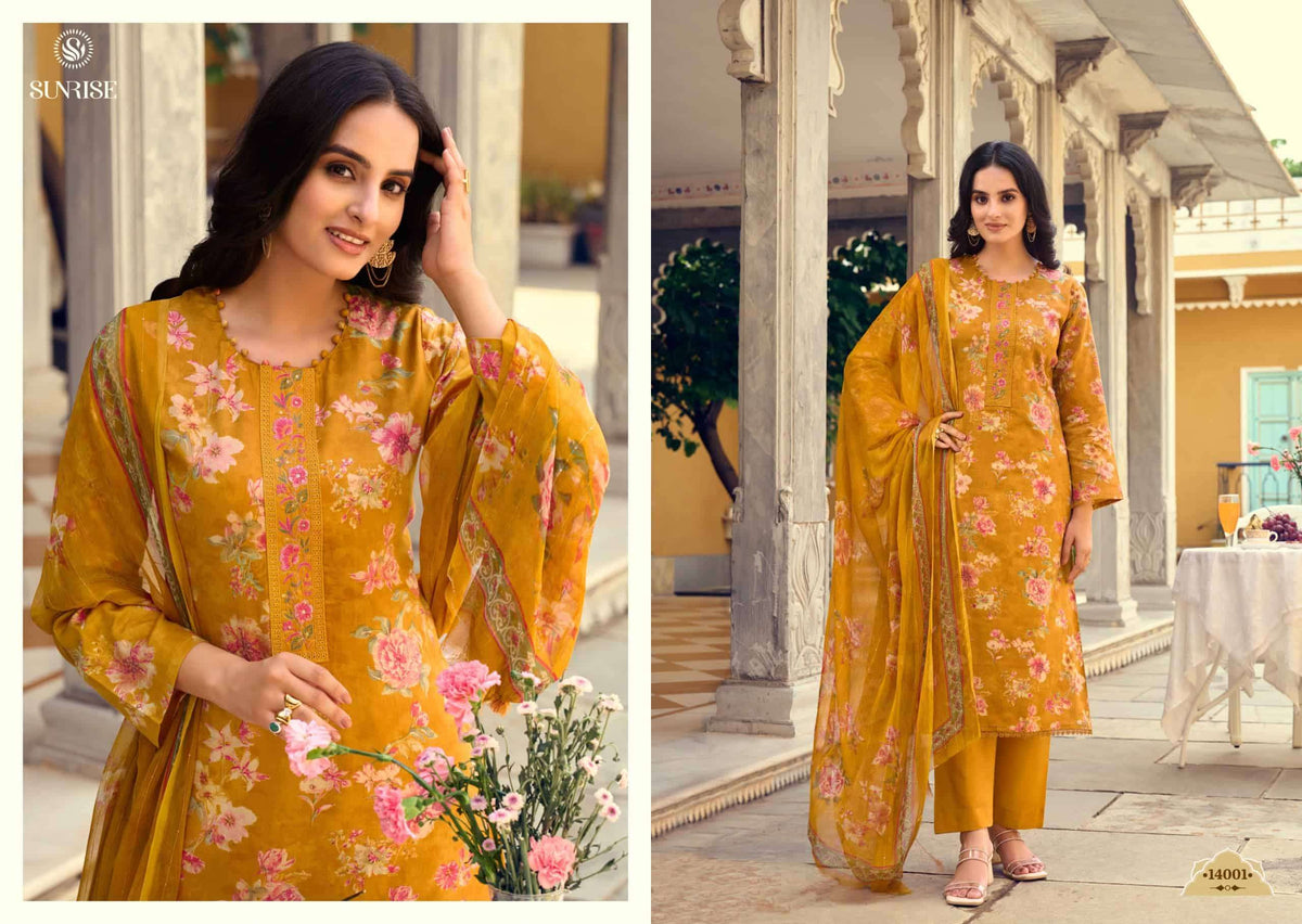 Sunrise Sania Vol 14 Jam Satin Embroidered Dress Material