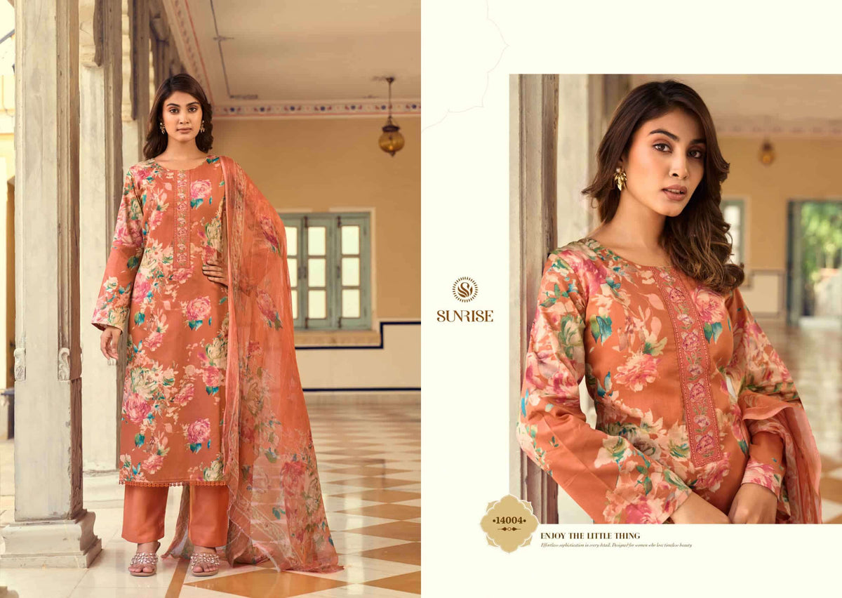 Sunrise Sania Vol 14 Jam Satin Embroidered Dress Material
