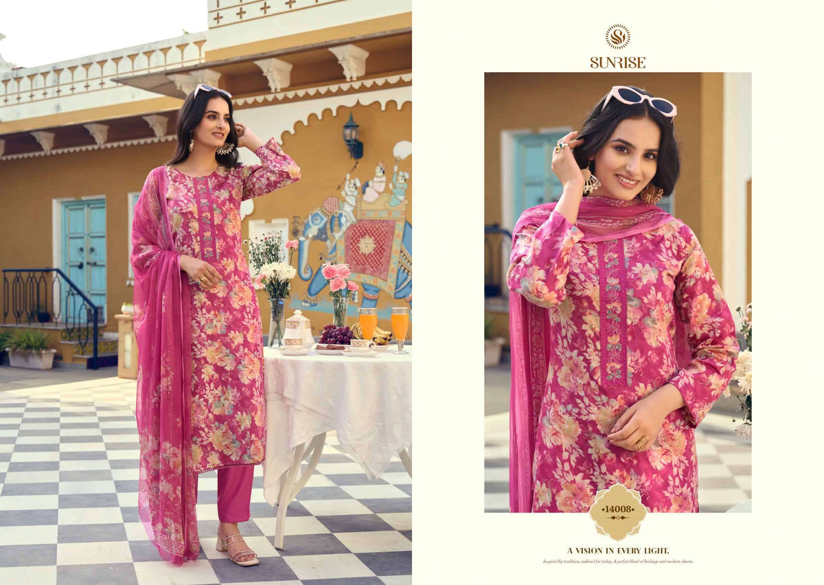 Sunrise Sania Vol 14 Jam Satin Embroidered Dress Material