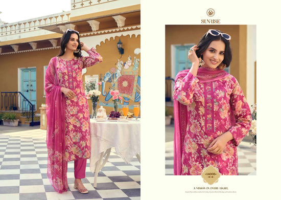 Sunrise Sania Vol 14 Jam Satin Embroidered Dress Material