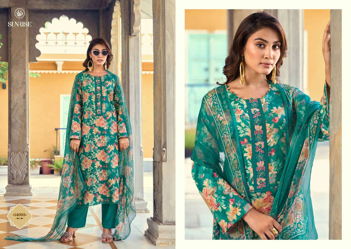 Sunrise Sania Vol 14 Jam Satin Embroidered Dress Material