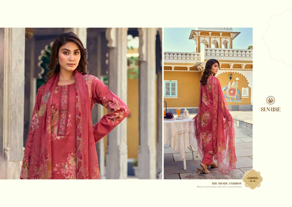 Sunrise Sania Vol 14 Jam Satin Embroidered Dress Material