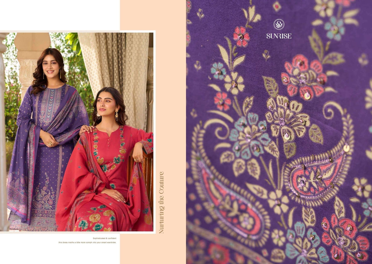 Sunrise Senorita Heavy Jam Satin Dress Material - Amrah Wholesale