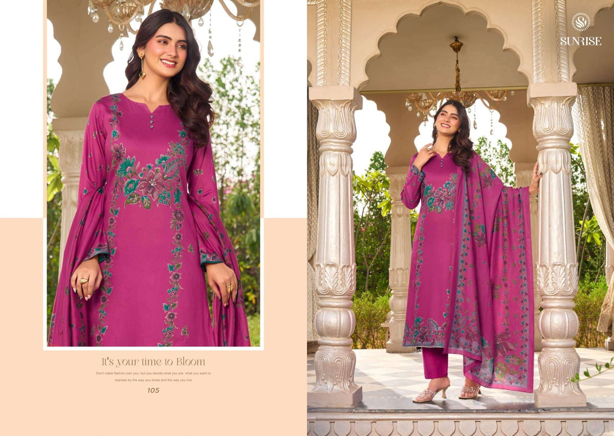 Sunrise Senorita Heavy Jam Satin Dress Material - Amrah Wholesale
