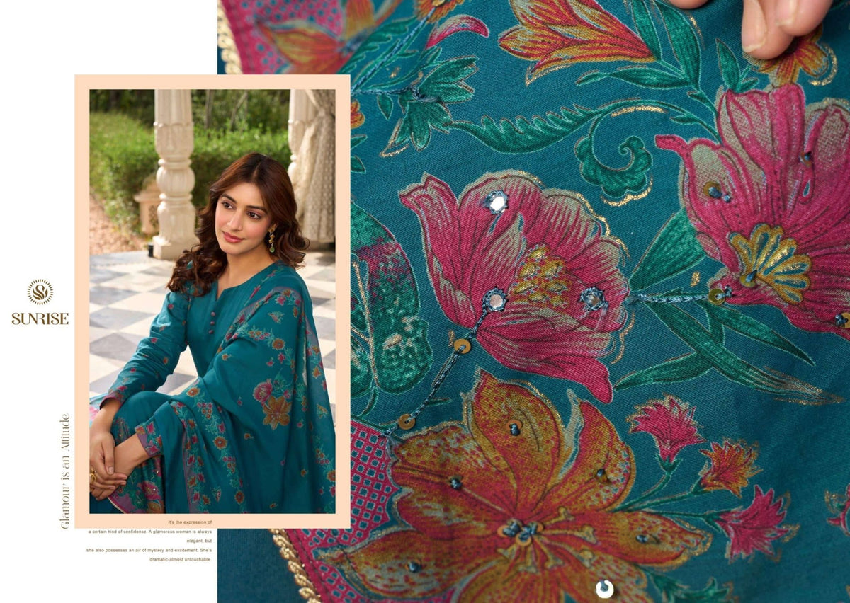 Sunrise Senorita Heavy Jam Satin Dress Material - Amrah Wholesale