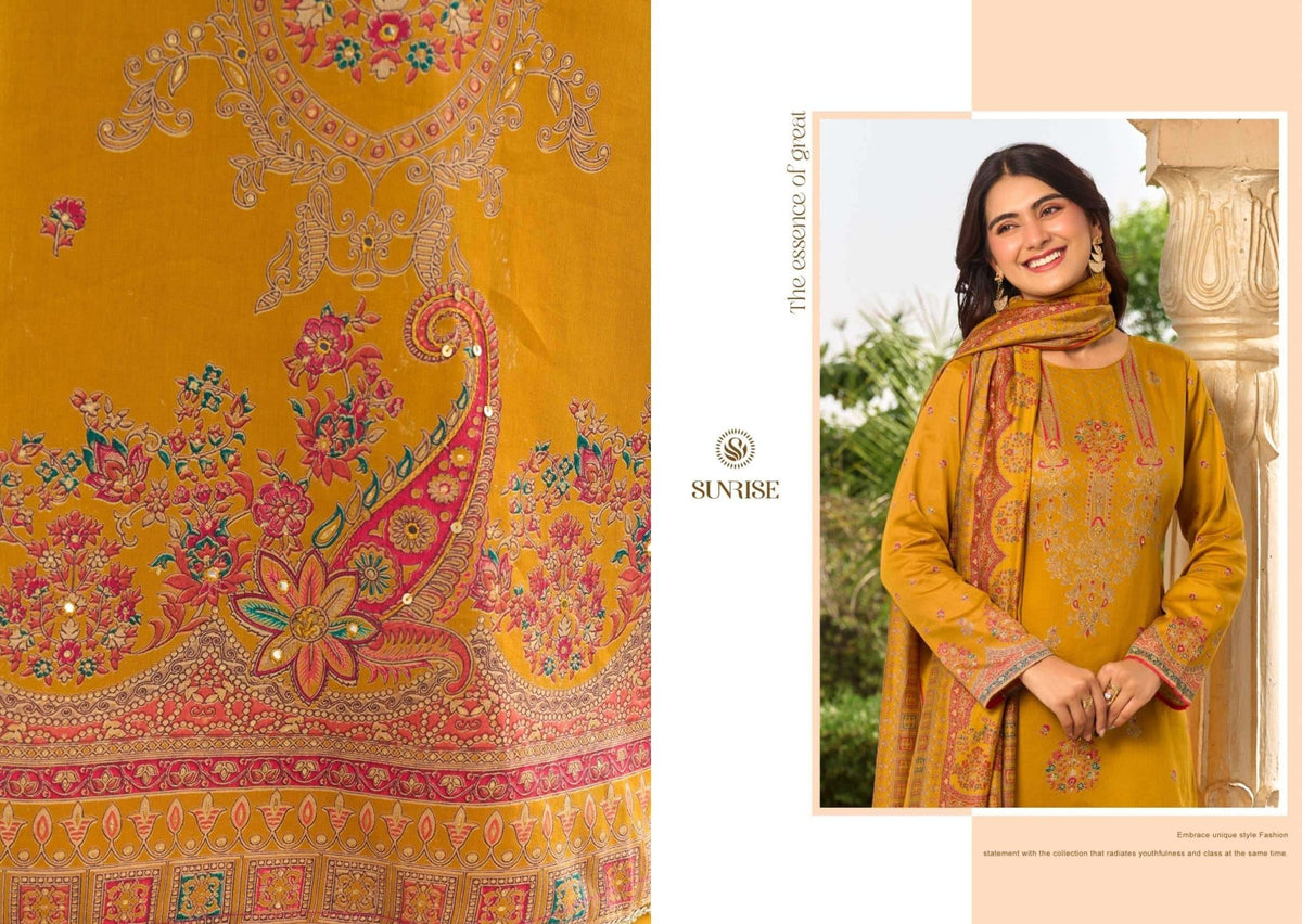 Sunrise Senorita Heavy Jam Satin Dress Material - Amrah Wholesale