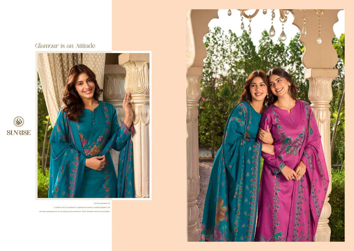 Sunrise Senorita Heavy Jam Satin Dress Material - Amrah Wholesale