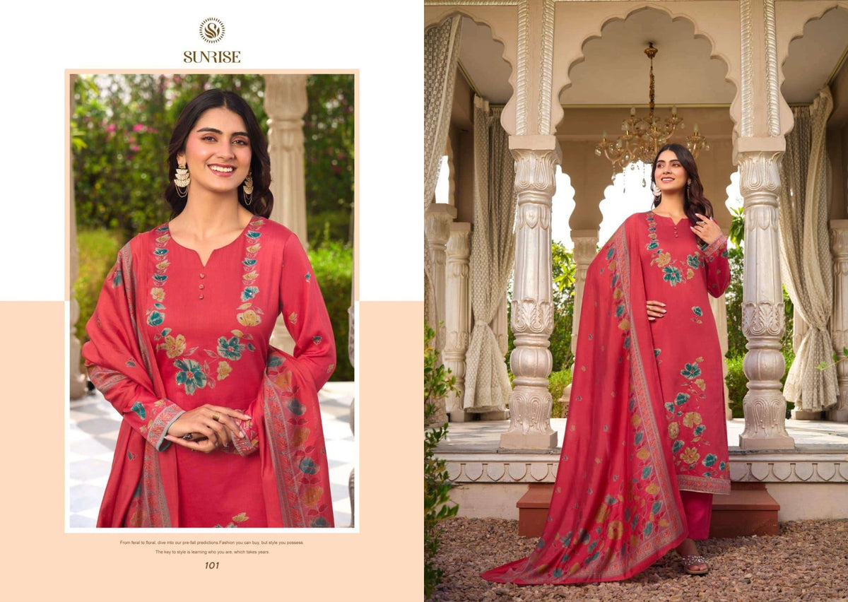 Sunrise Senorita Heavy Jam Satin Dress Material - Amrah Wholesale