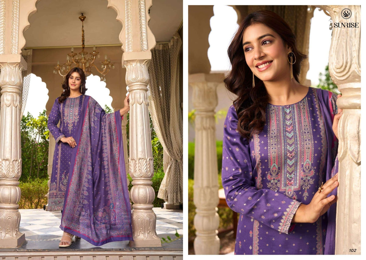 Sunrise Senorita Heavy Jam Satin Dress Material - Amrah Wholesale