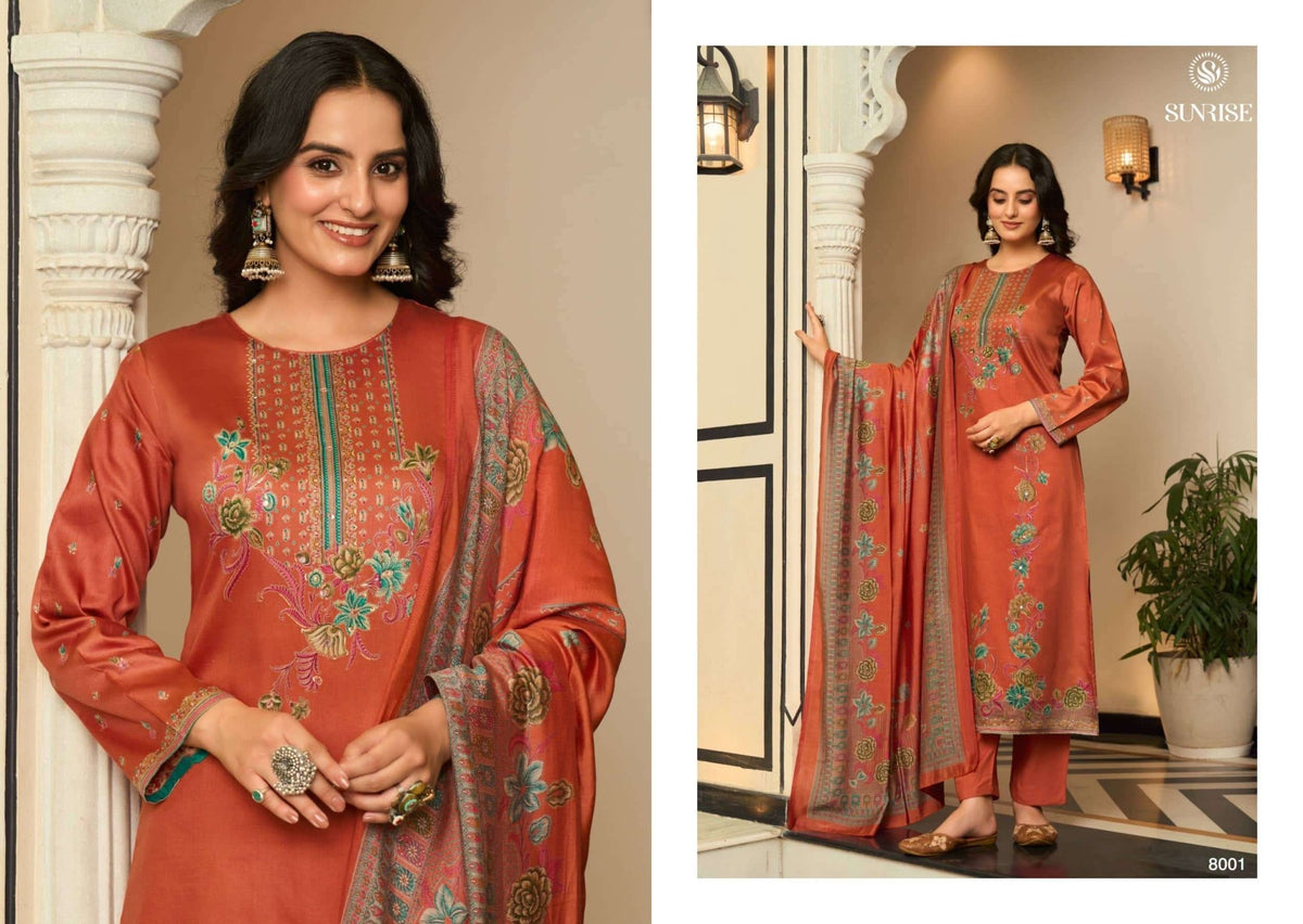 Sunrise Shilpa Vol 8 Heavy Jam Satin Dress Material - Amrah Wholesale