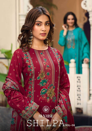 Sunrise Shilpa Vol 8 Heavy Jam Satin Dress Material - Amrah Wholesale