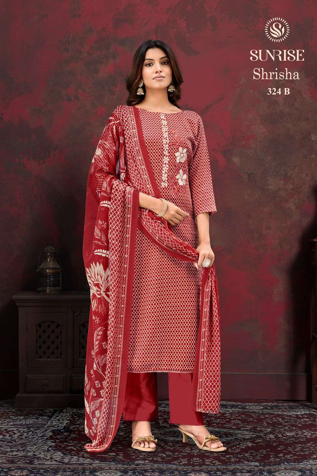 Sunrise Shrisha 324 Jam Satin Embroidered Dress Material - Amrah Wholesale