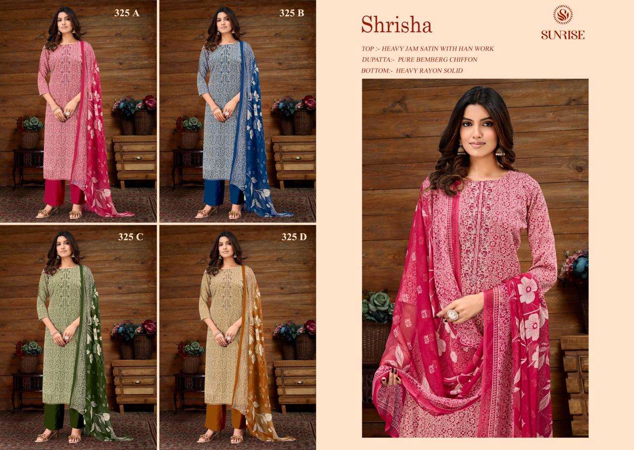 Sunrise Shrisha 325 Jam Satin Embroidered Dress Material - Amrah Wholesale