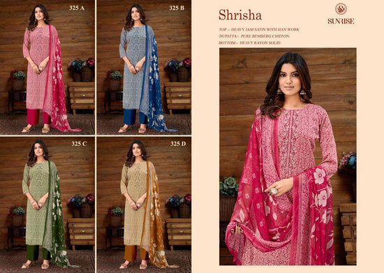 Sunrise Shrisha 325 Jam Satin Embroidered Dress Material - Amrah Wholesale