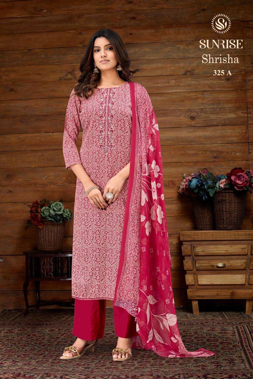 Sunrise Shrisha 325 Jam Satin Embroidered Dress Material - Amrah Wholesale
