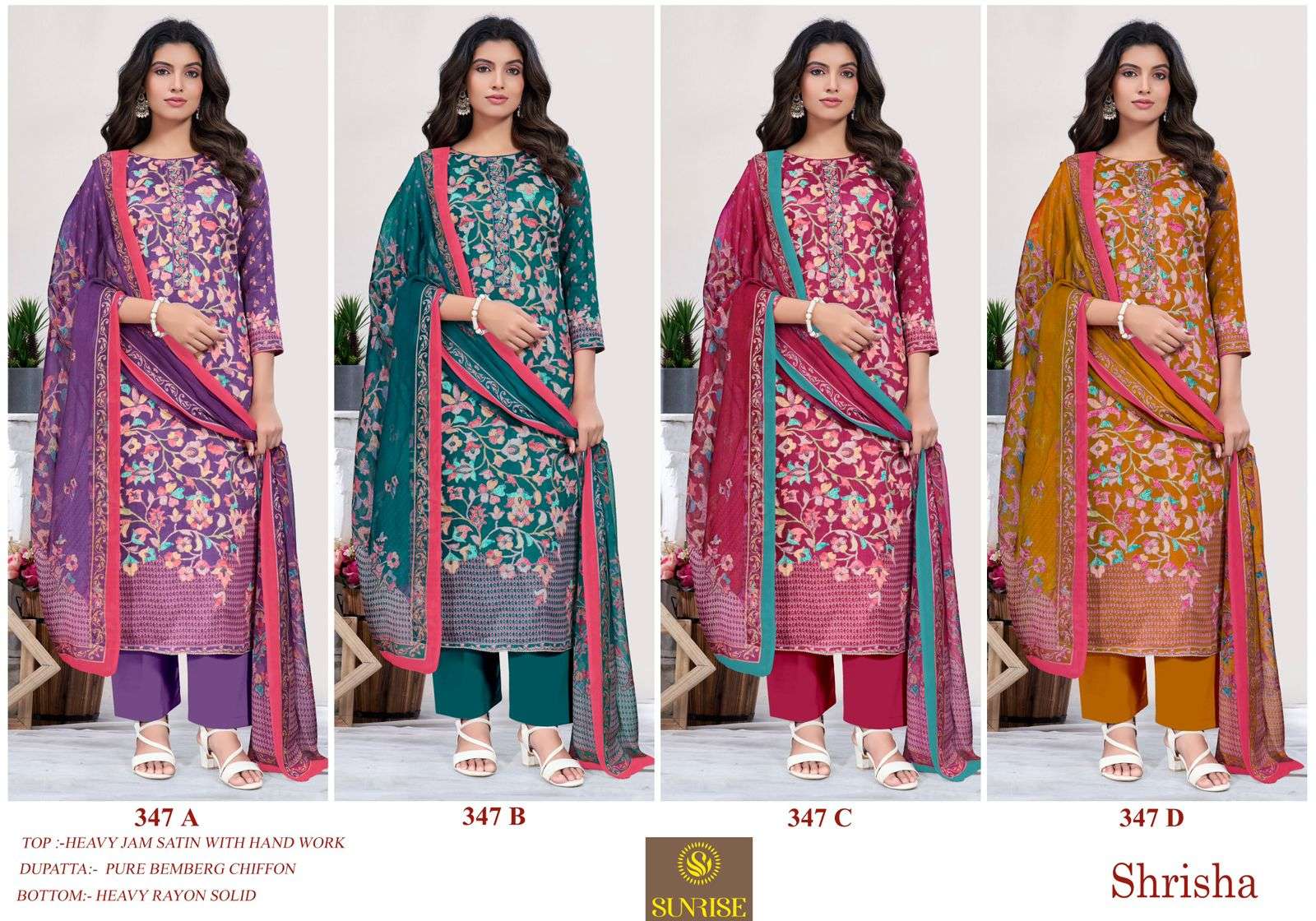 Sunrise Shrisha 347 Jam Satin Dress Material - Amrah Wholesale