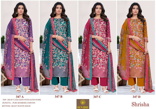 Sunrise Shrisha 347 Jam Satin Dress Material - Amrah Wholesale