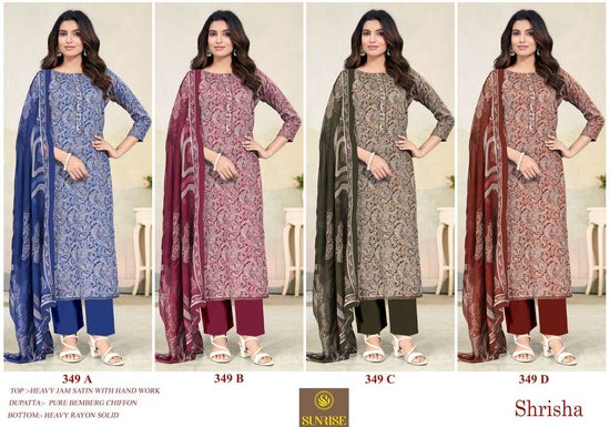 Sunrise Shrisha 349 Jam Satin Embroidered Dress Material - Amrah Wholesale