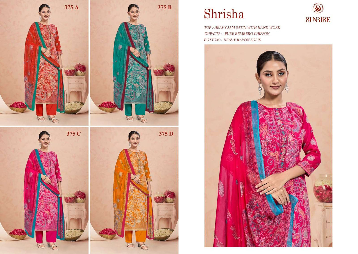 Sunrise Shrisha 353 Jam Satin Pakistani Suit