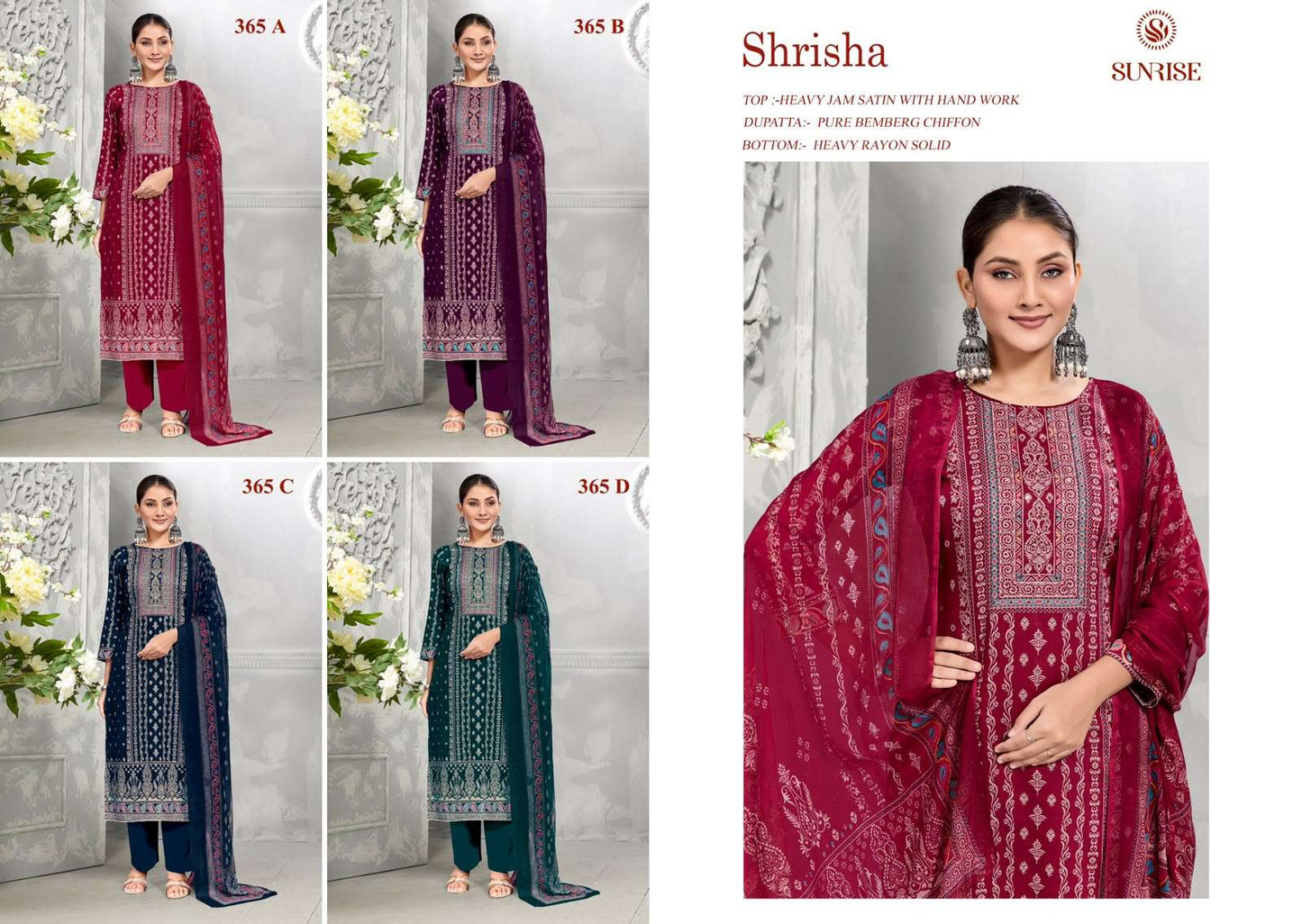 Sunrise Shrisha 365 Heavy Jam Satin Dress Material Collection
