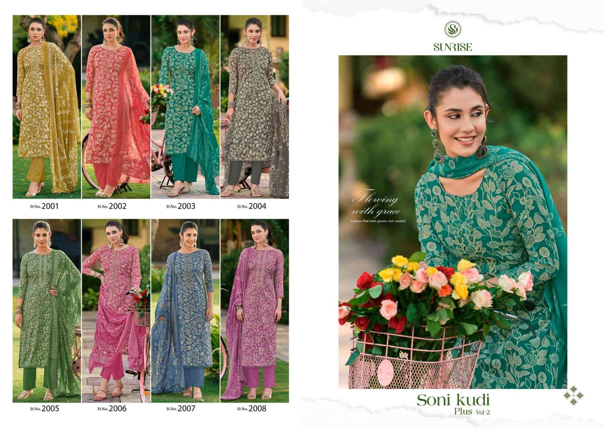 Sunrise Soni Kudi Plus Vol 2 Slub Cotton Dress Material - Amrah Wholesale
