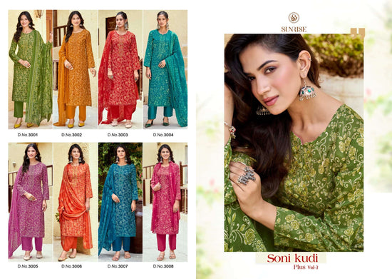 Sunrise Soni Kudi Plus Vol 3 Slub Cotton Foil Print Dress Material