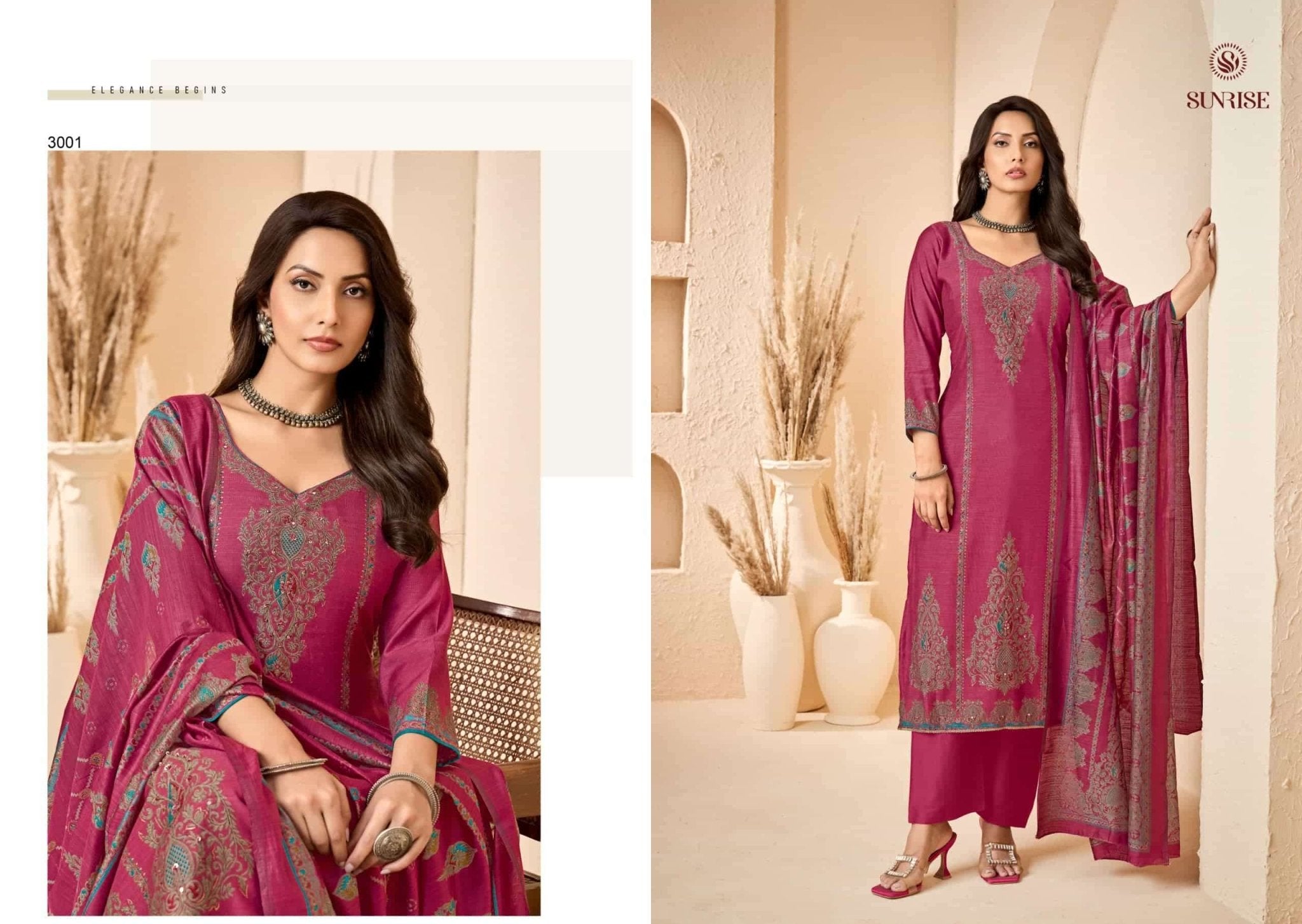 Sunrise Sukun Vol 3 Vintage Silk Dress Material - Amrah Wholesale