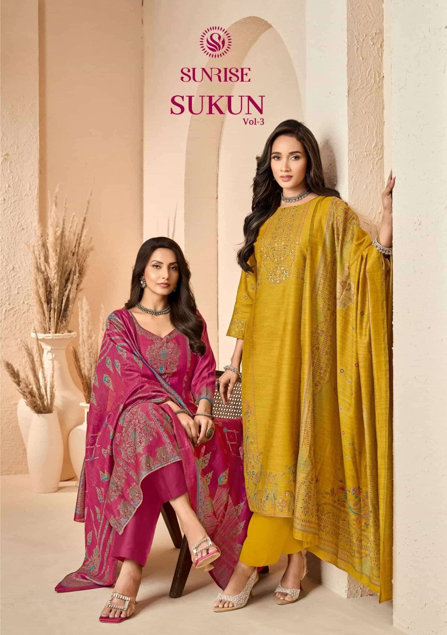 Sunrise Sukun Vol 3 Vintage Silk Dress Material - Amrah Wholesale