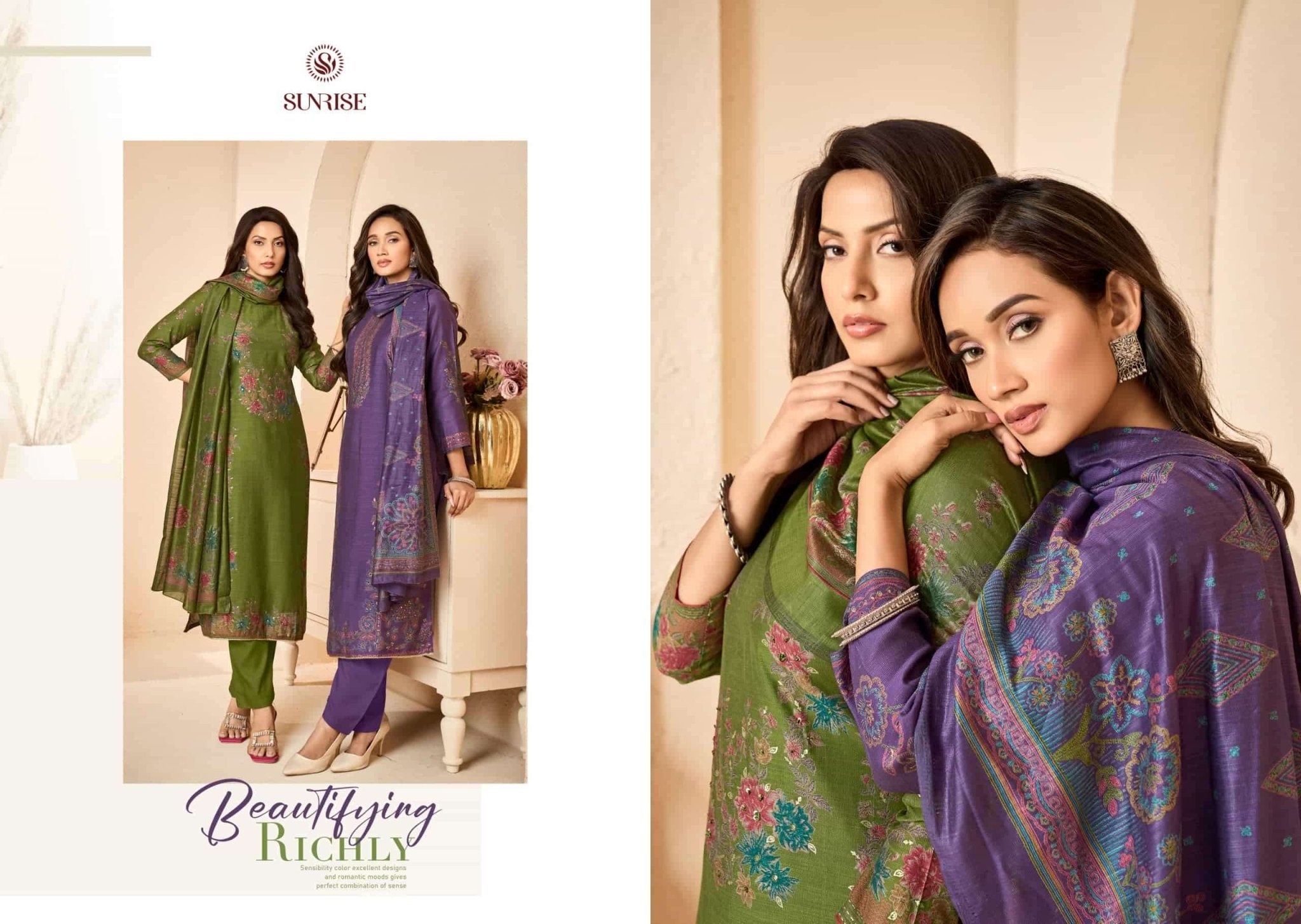Sunrise Sukun Vol 3 Vintage Silk Dress Material - Amrah Wholesale