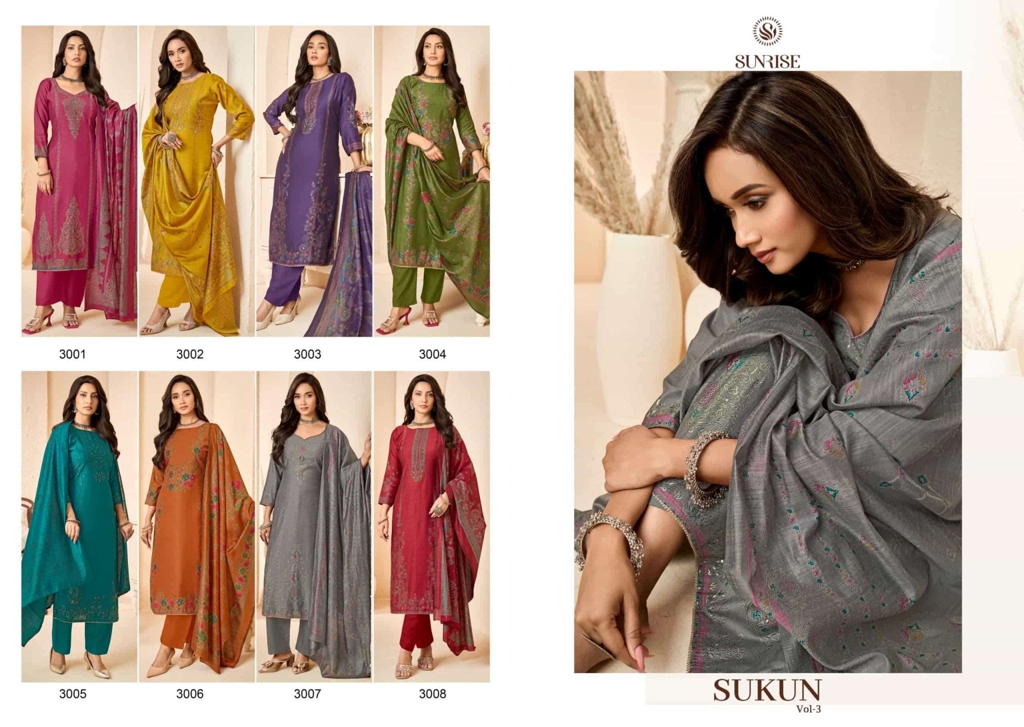 Sunrise Sukun Vol 3 Vintage Silk Dress Material - Amrah Wholesale