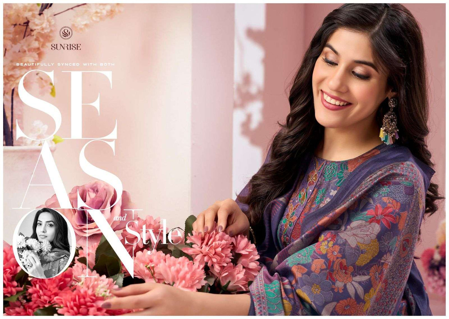 Sunrise Sumaira Modal Silk Foil Print Dress Material