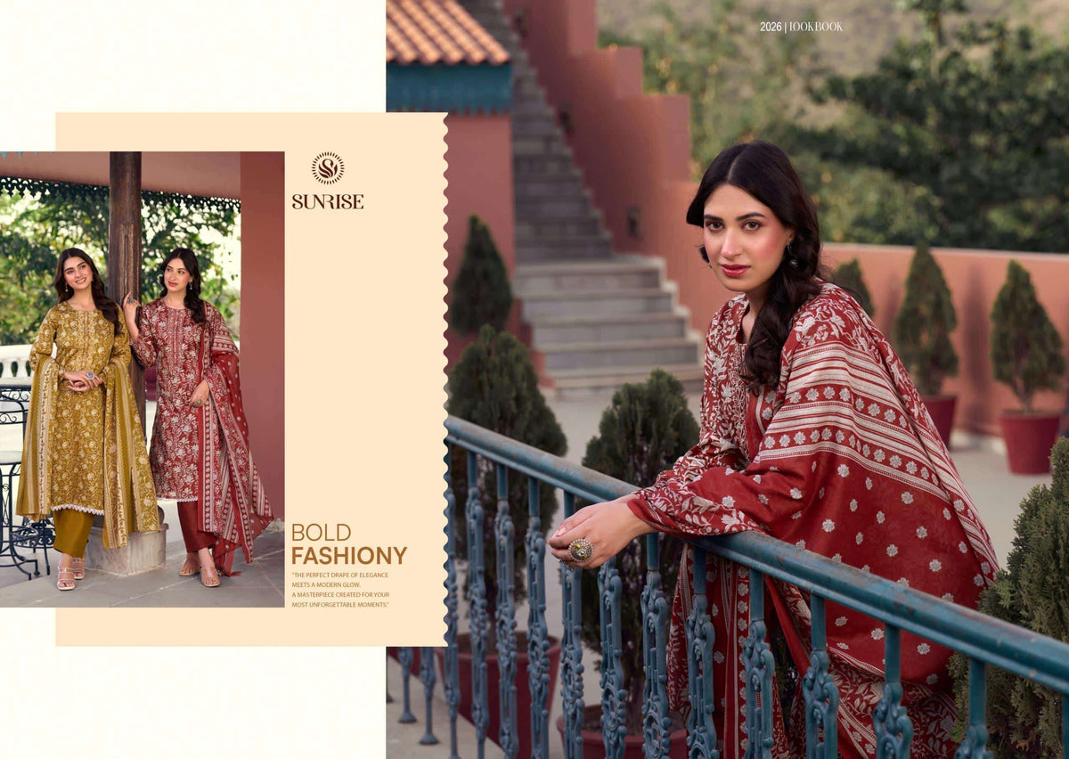 Sunrise Summer Cotton Heavy Jam Satin Dress Material
