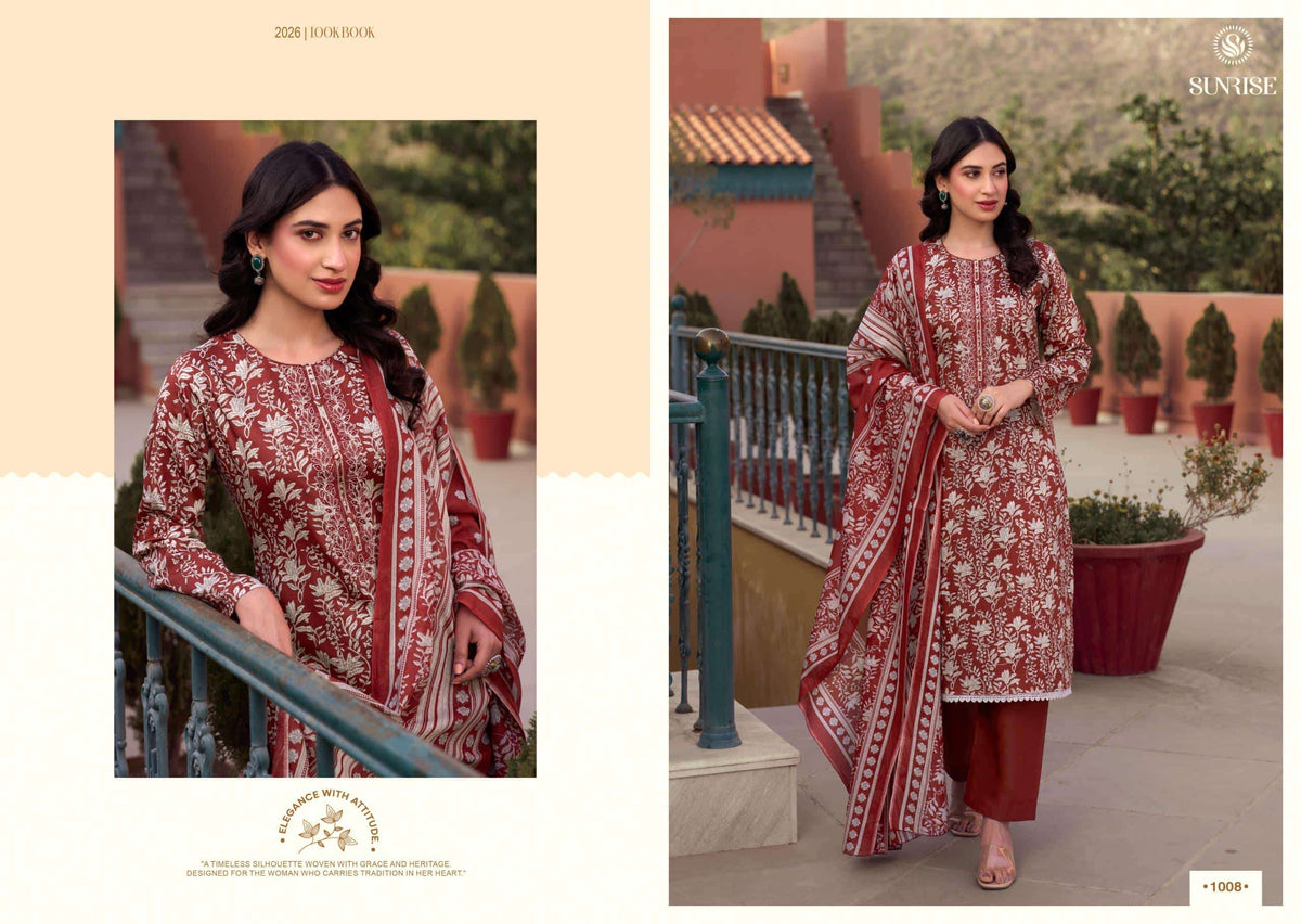 Sunrise Summer Cotton Heavy Jam Satin Dress Material